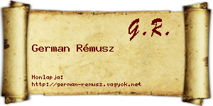 German Rémusz névjegykártya